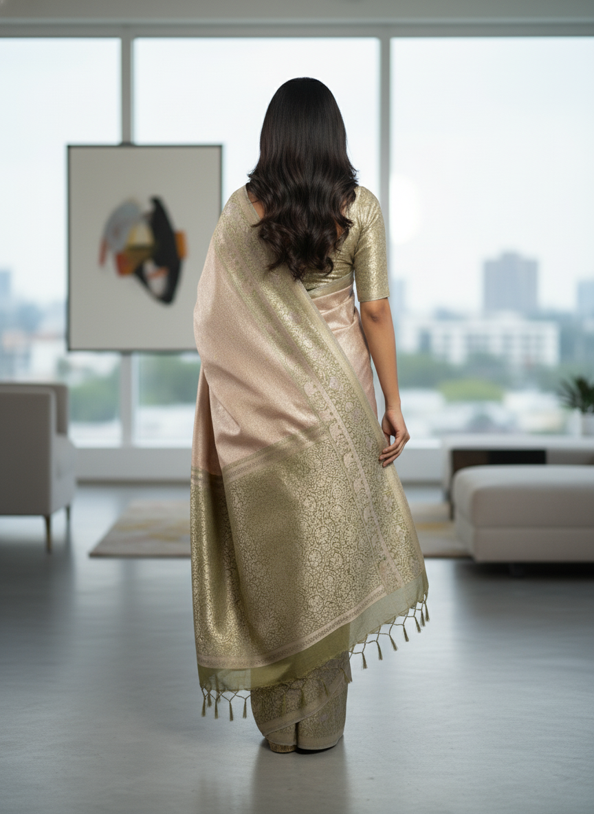 Cream Semi silk Kanchipuram With Butta Design| AS-00137