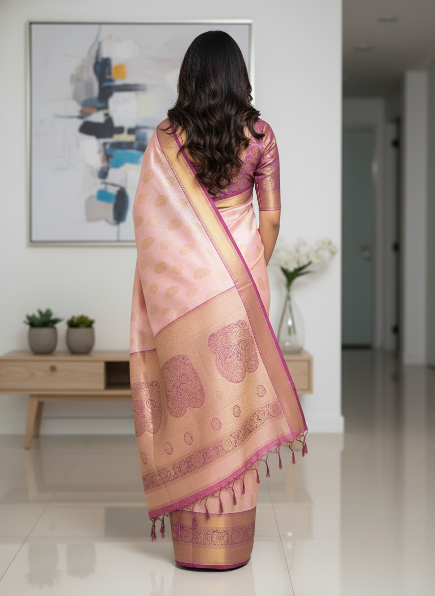 Green Kanchipuram Silk Saree With Butta Design| AS-00144