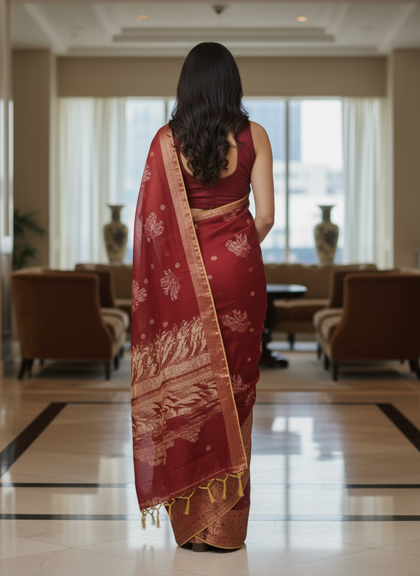 Blue  Floral Printed Chiffon Saree with Border| AS-00101