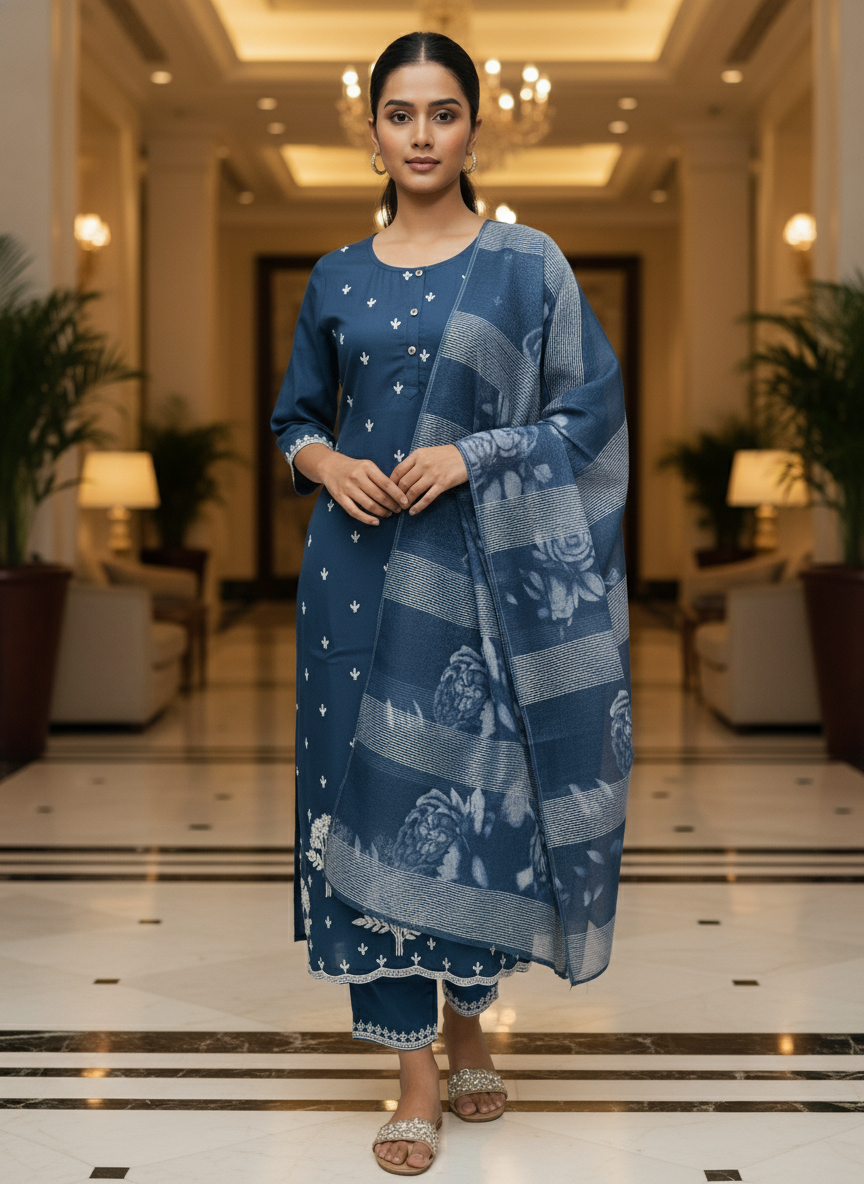 Elegant wine Kurta Set with Banarasi Dupatta| AS-00191