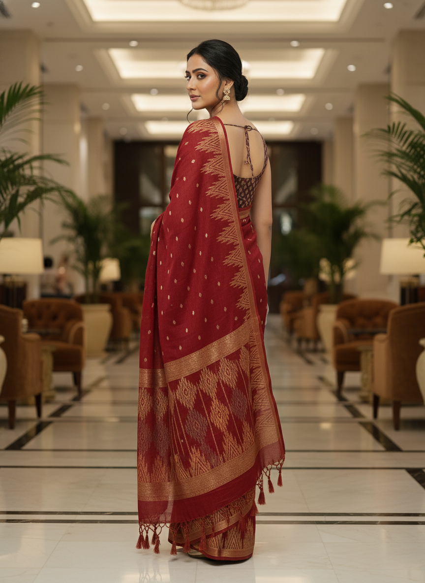 Pink Multicolor Saree with Pattern Print | AS-00114
