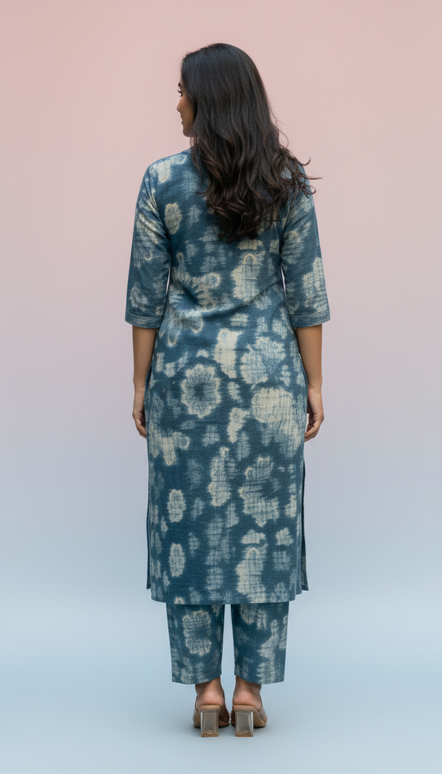 Blue Vatican Silk Printed Co-Ord Set For Women|K2_2