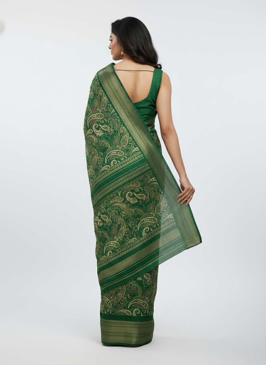 Black Multicolor Saree with Pattern Print | AS-00109