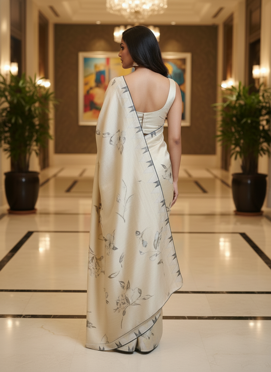 Light Blue Multicolor Saree with Pattern Print | AS-00116