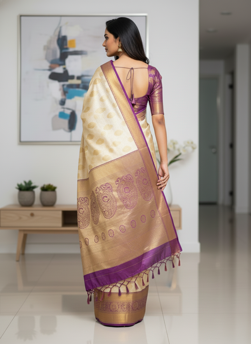 Green Kanchipuram Silk Saree With Butta Design| AS-00144