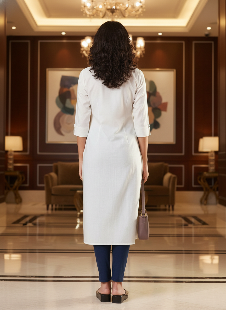 Red solid  straight cut kurta | AS-00168