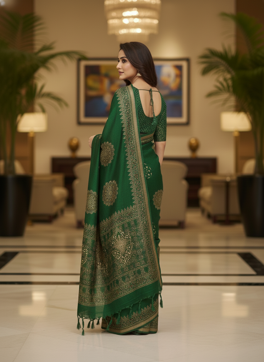 Red Multicolor Saree with Pattern Print | AS-00107