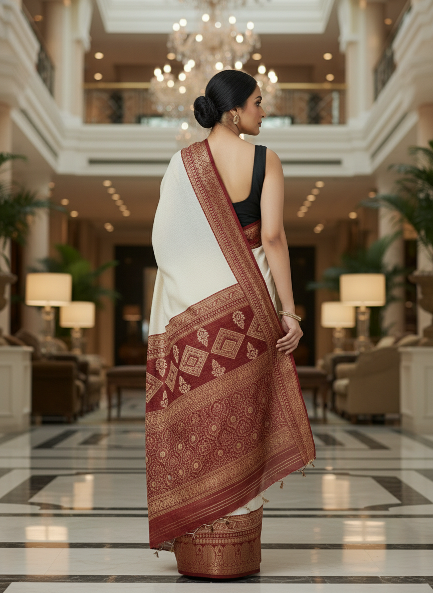 Emerald black border Printed Soft chiffon Saree | AS-0092