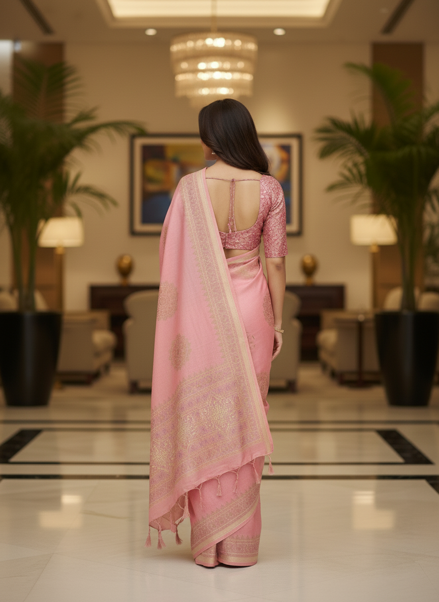 Red Multicolor Saree with Pattern Print | AS-00107