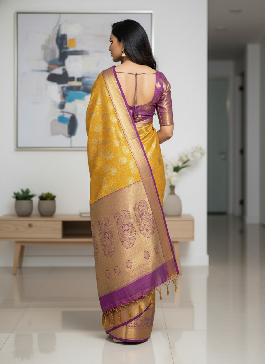 Green Kanchipuram Silk Saree With Butta Design| AS-00144