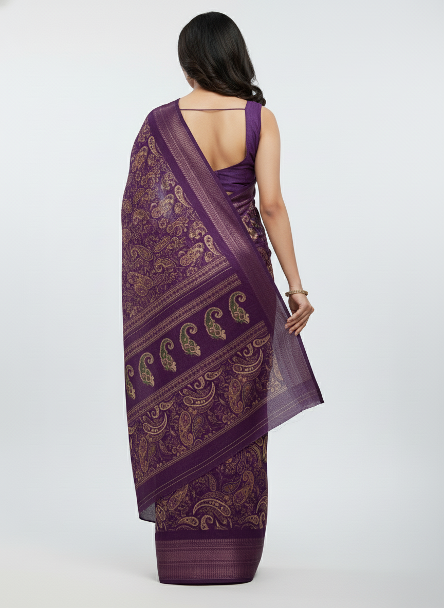 Black Multicolor Saree with Pattern Print | AS-00109