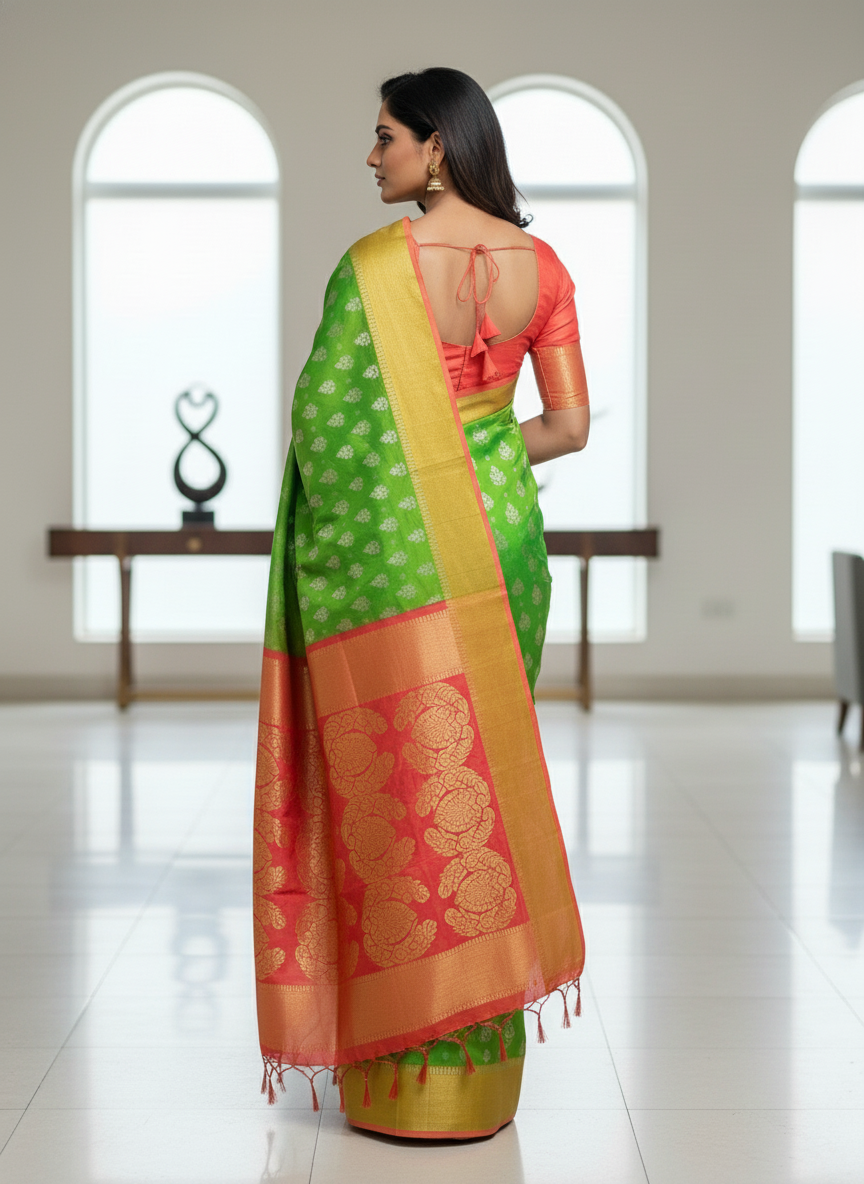 Parrot green Pure Kancheepuram Silk Saree |AS-0080