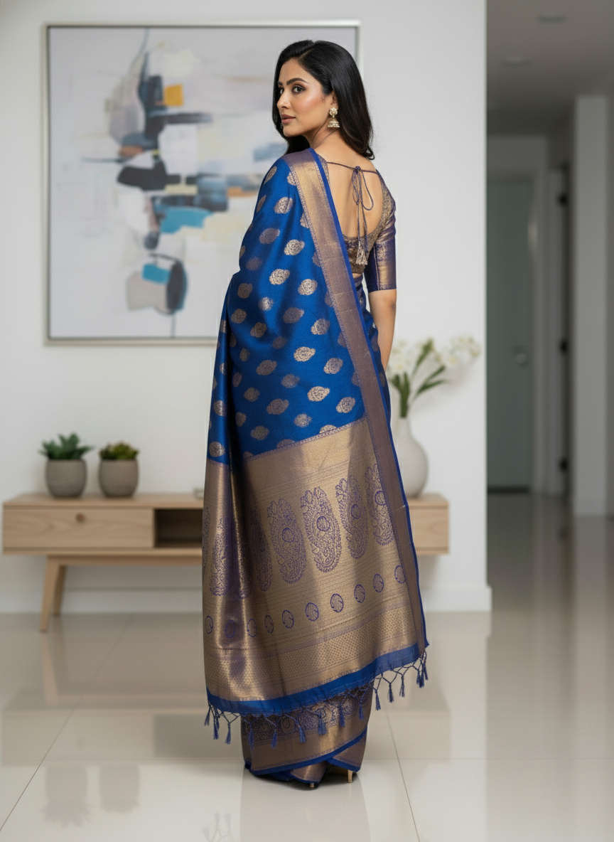 Green Kanchipuram Silk Saree With Butta Design| AS-00144