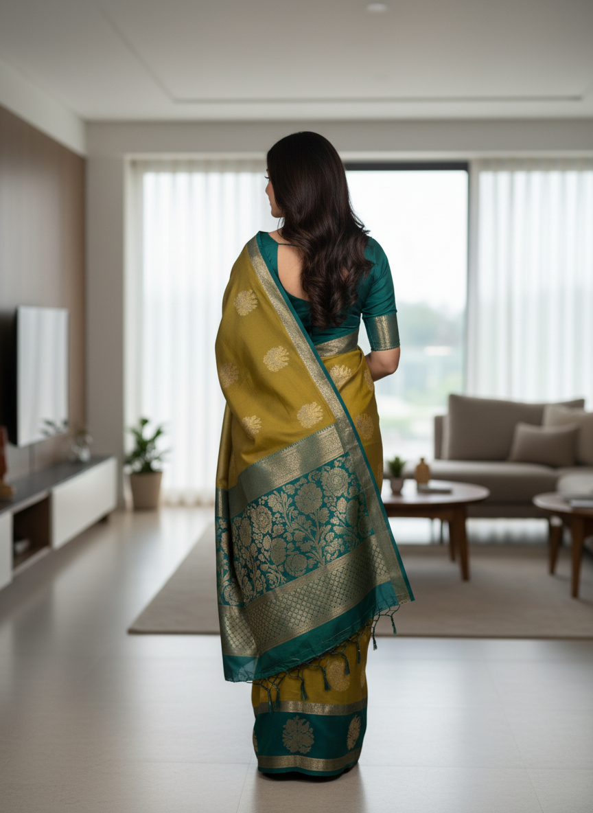 Grey Kanchipuram Brocade Silk Saree With Butta Design| AS-00126