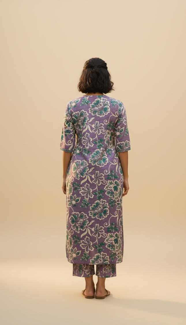 Pink Vatican Silk Printed Co-Ord Set For Women|K_2