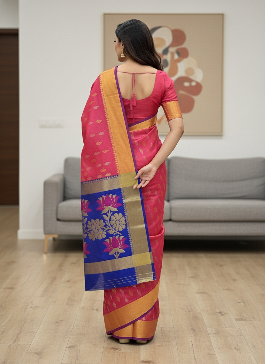 Peach Pure Kancheepuram Silk Saree |AS-0078