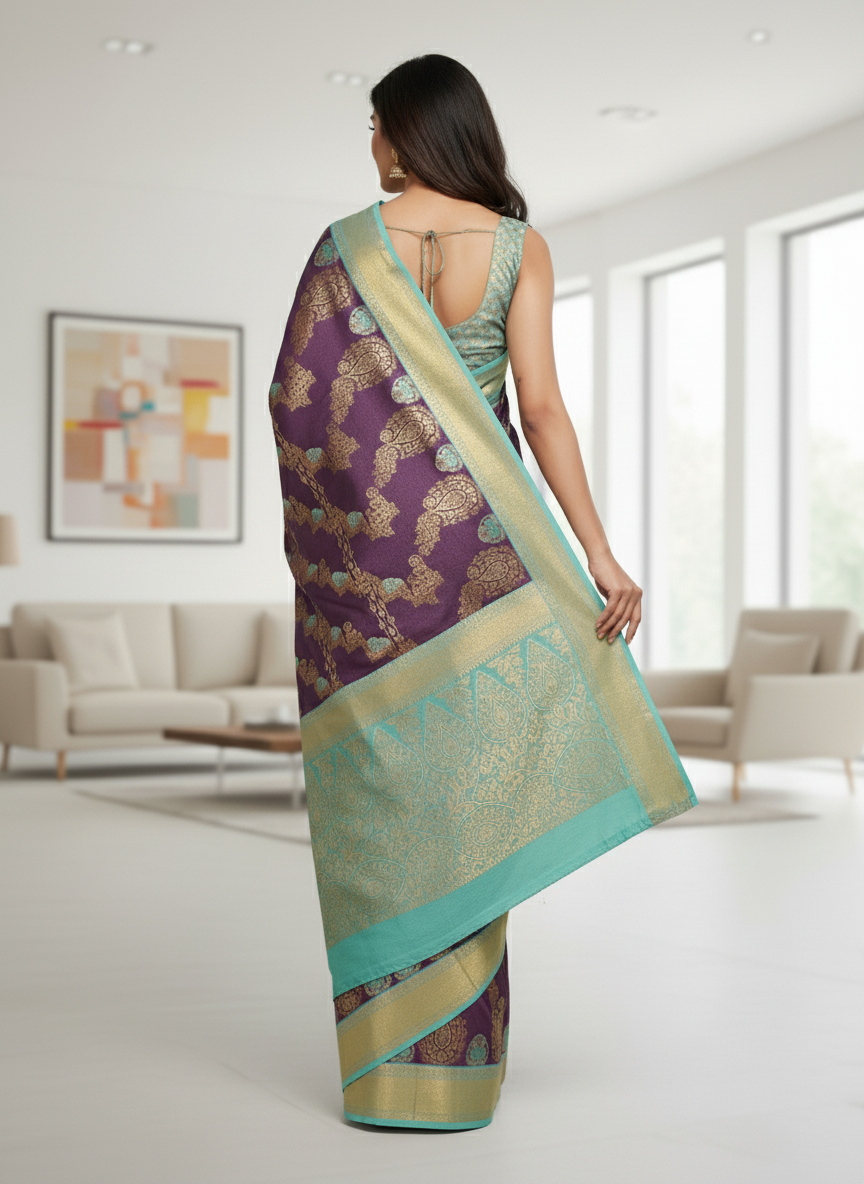Semi silk Kanchipuram With Butta Design| AS-00132