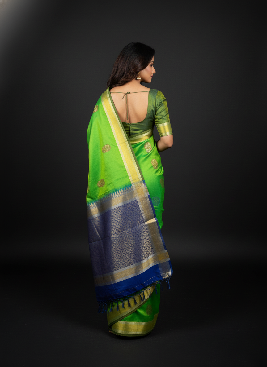 Green Pure Kancheepuram Silk Saree |AS-0069