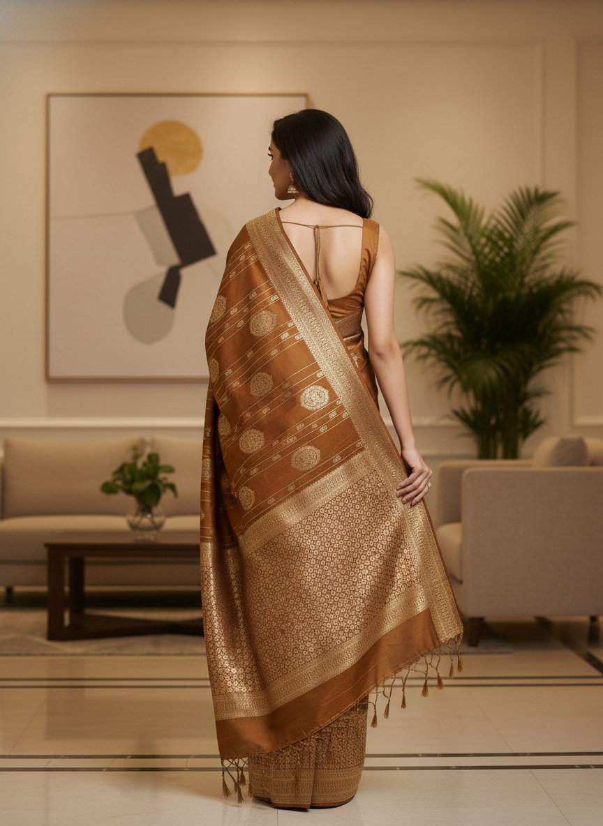 Navy Semi Silk Saree with Woven Border| AS-00247