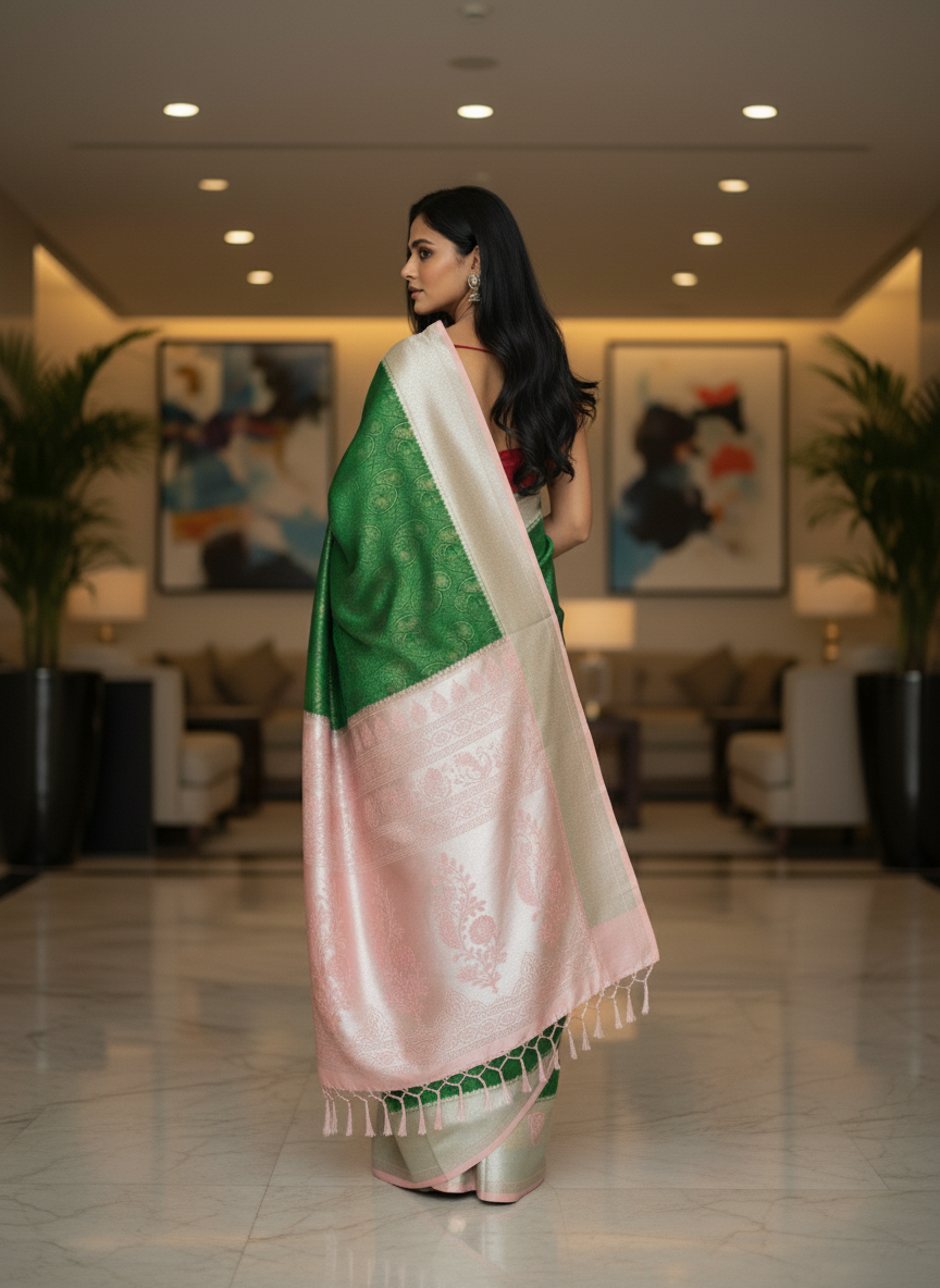 Red Kanchipuram Silk Saree With Butta Design| AS-00129