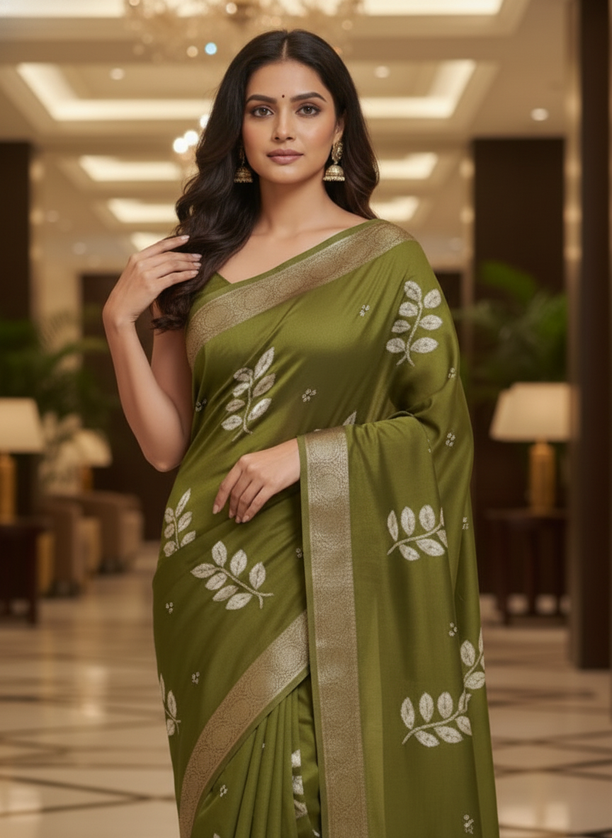 Wine Multicolor Saree with Pattern Print | AS-00115