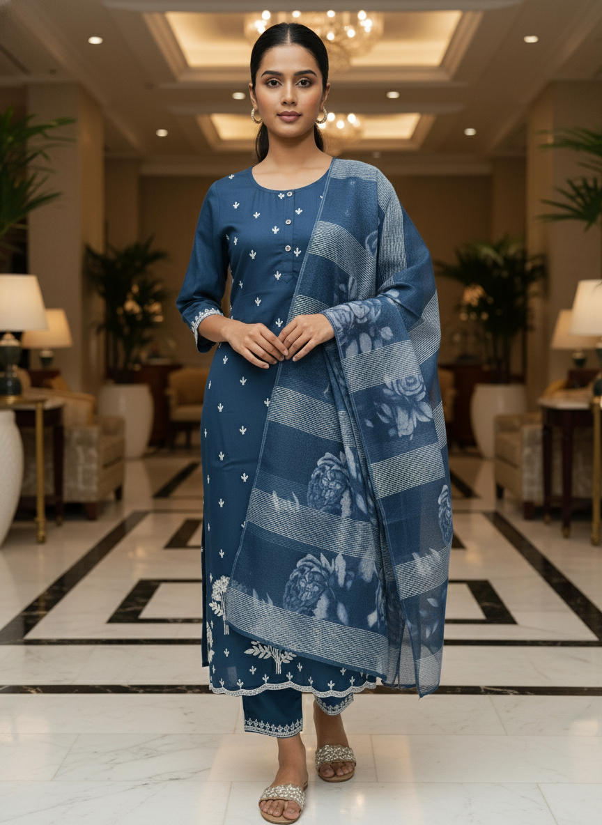 Elegant wine Kurta Set with Banarasi Dupatta| AS-00191