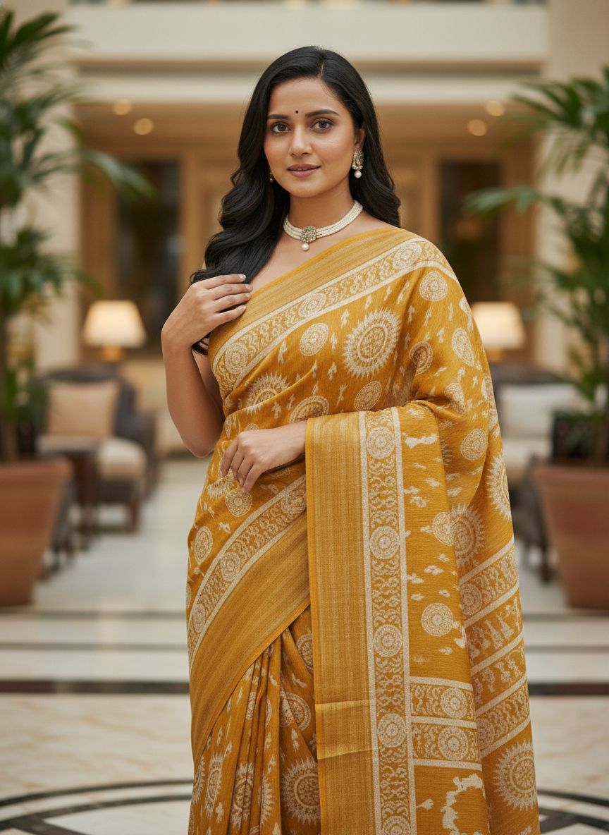 Emerald rama green Printed Soft chiffon Saree | AS-0089