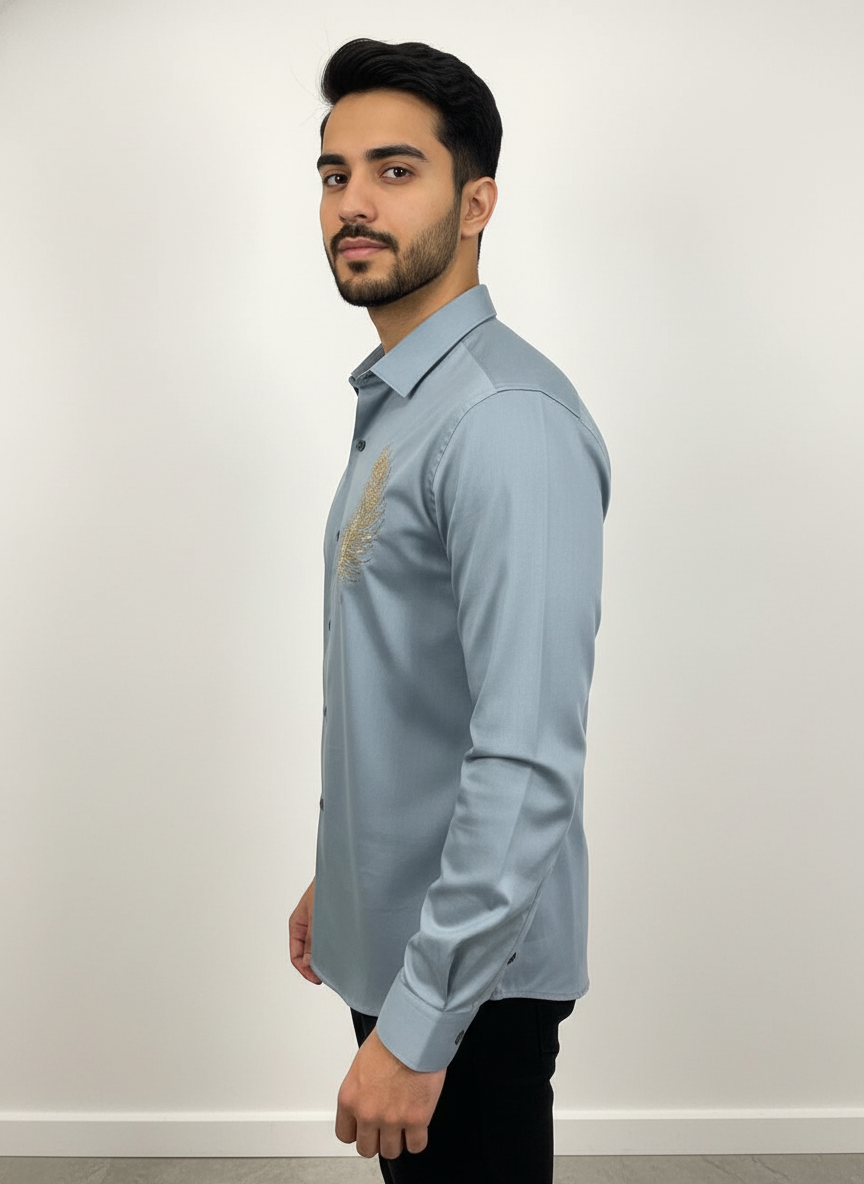 Men full sleeves thread work shirt| AS-M08