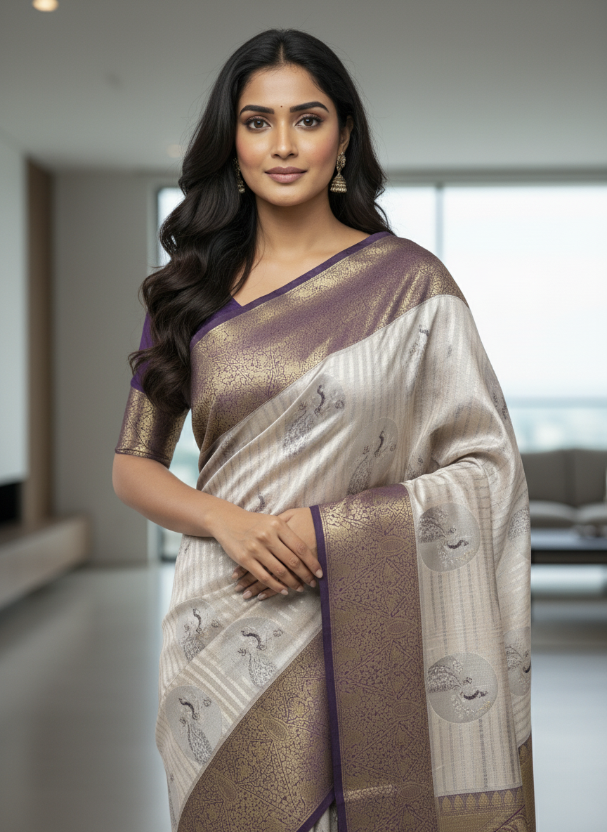 Semi silk Mustard Kanchipuram With Butta Design| AS-00134