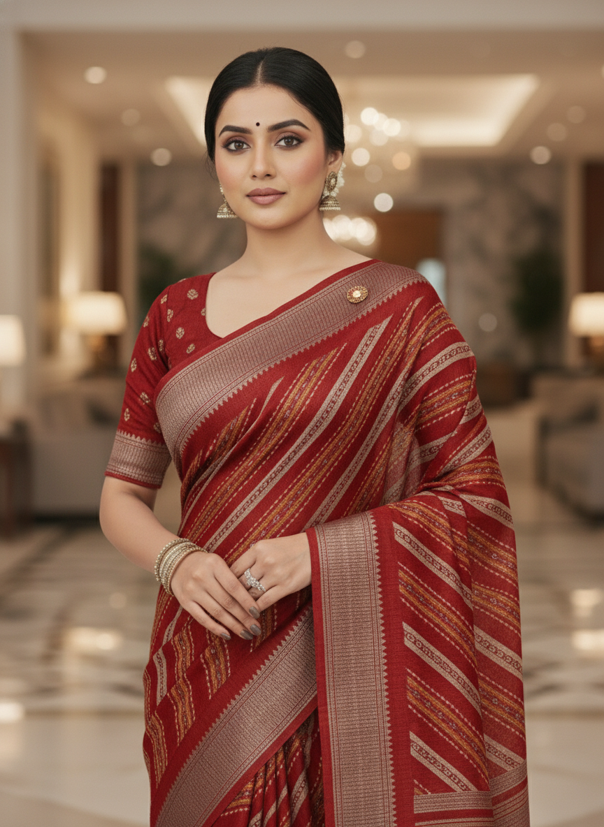 Emerald green Printed Soft chiffon Saree | AS-0097