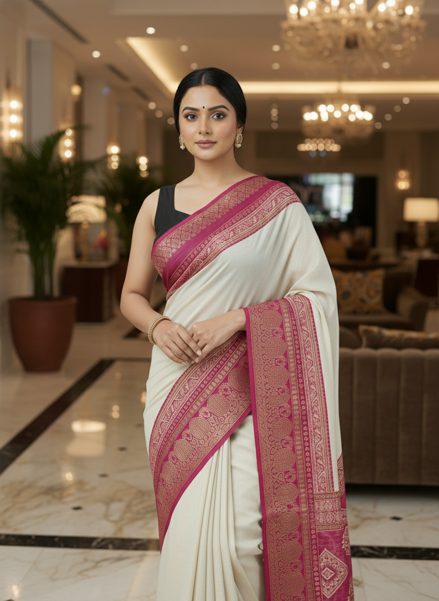 Emerald black border Printed Soft chiffon Saree | AS-0092