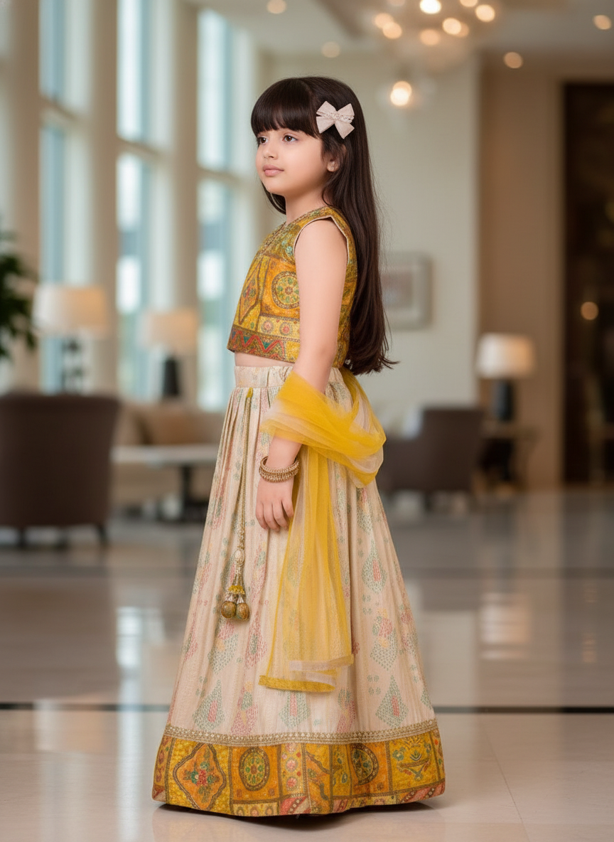 Mustard Lehenga Choli And Dupatta For Girls| AS-K17