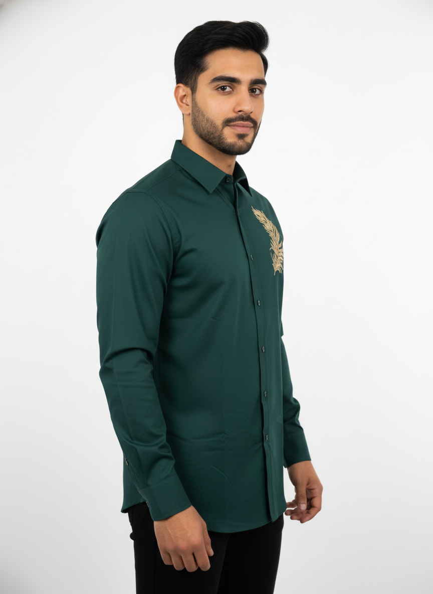 Men full sleeves thread work shirt| AS-M08