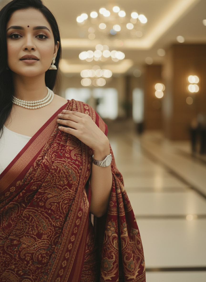 Black Floral Printed Chiffon Saree with Border| AS-00104