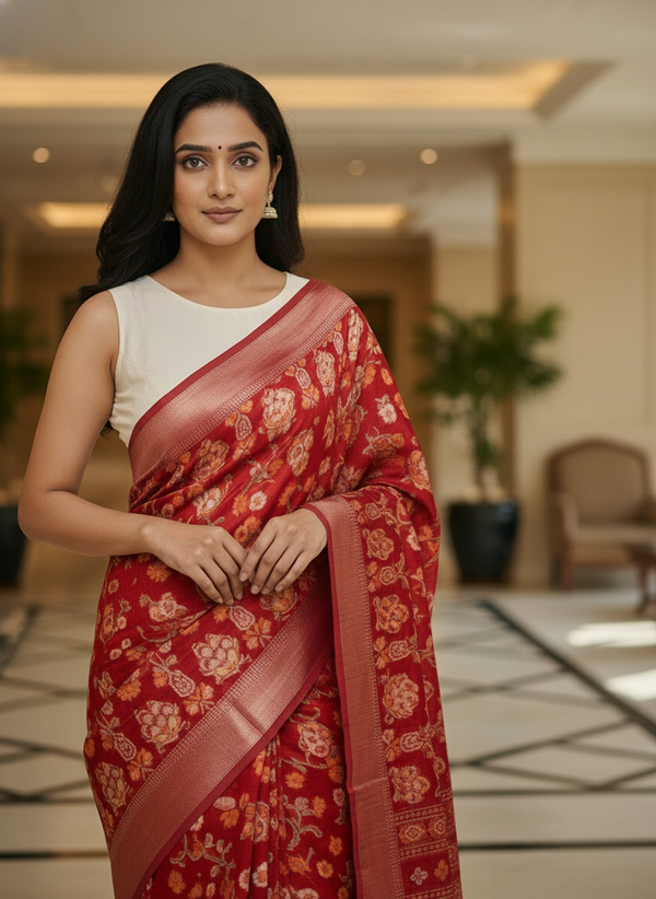 Emerald mustard Printed Soft chiffon Saree | AS-0090