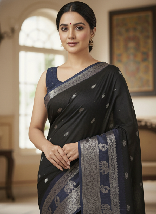 Emerald cream Printed Soft chiffon Saree | AS-0094