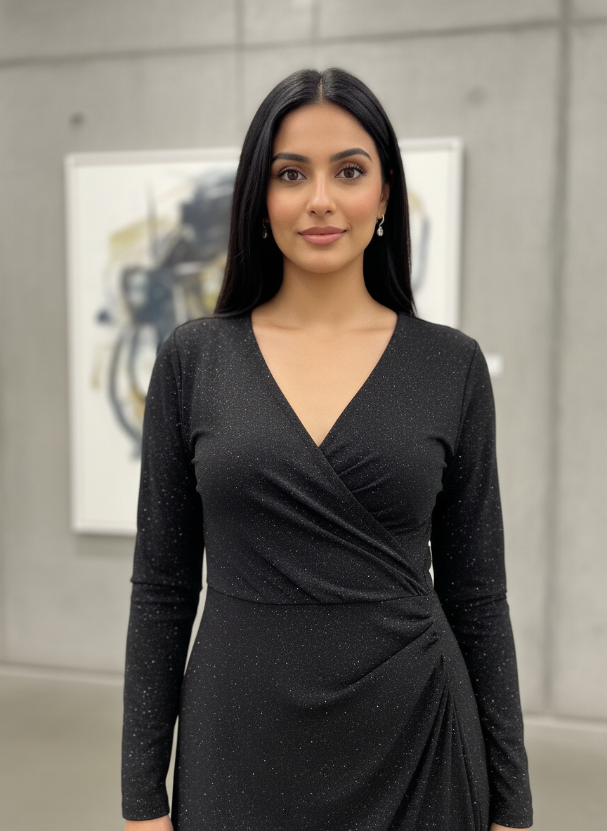 The Black Shimmering comfort party  Dress| AS-00186