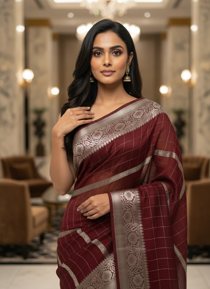 Parrot green  Silk Saree with Woven Border| AS-00242