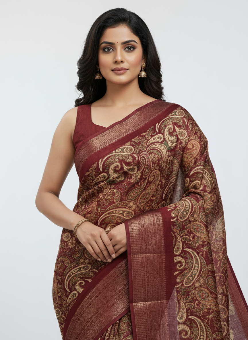 Black Multicolor Saree with Pattern Print | AS-00109