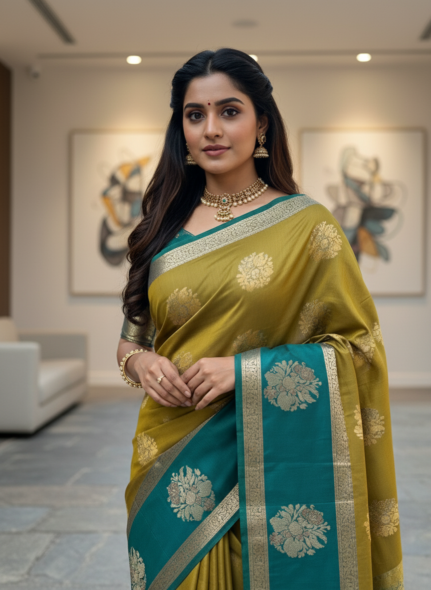 Grey Kanchipuram Brocade Silk Saree With Butta Design| AS-00126