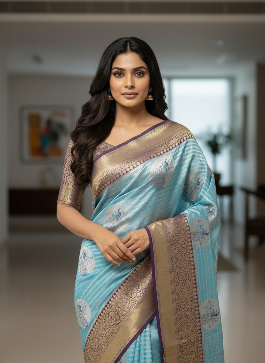 Semi silk Mustard Kanchipuram With Butta Design| AS-00134