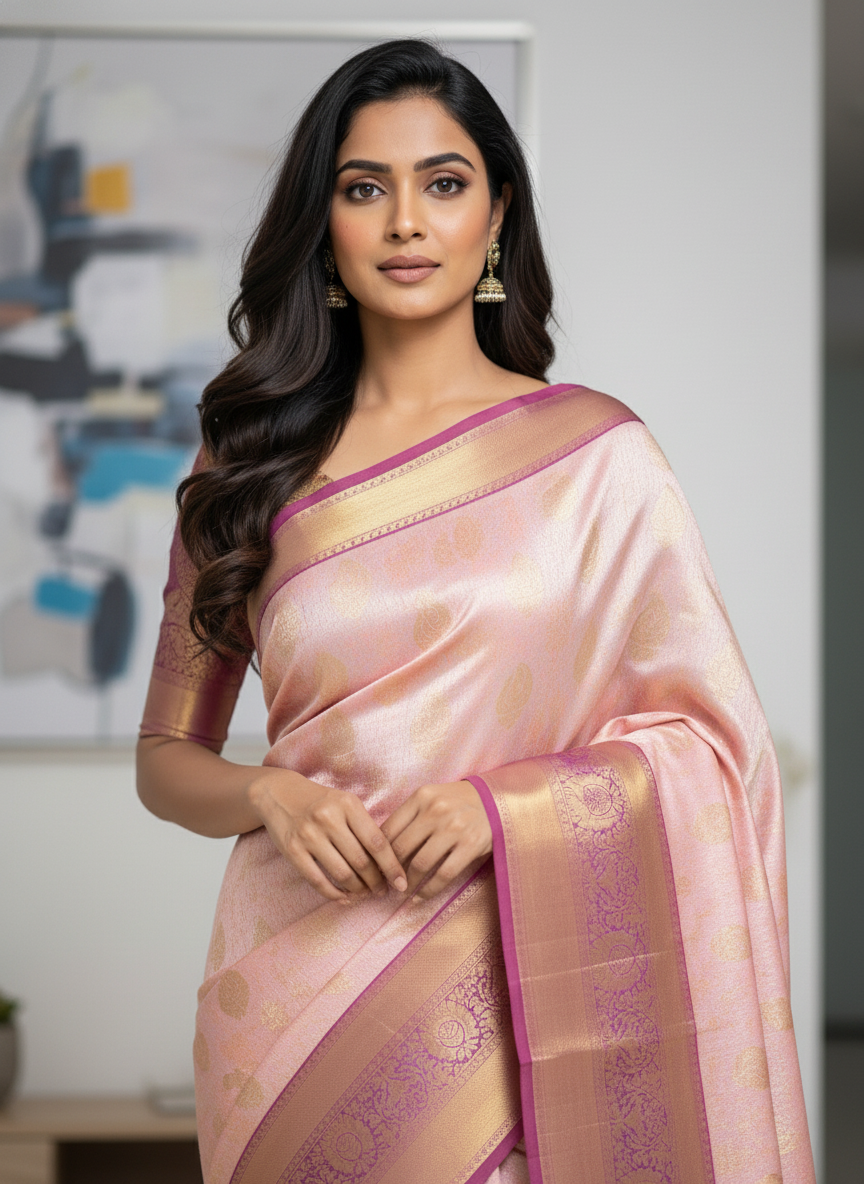 Green Kanchipuram Silk Saree With Butta Design| AS-00144