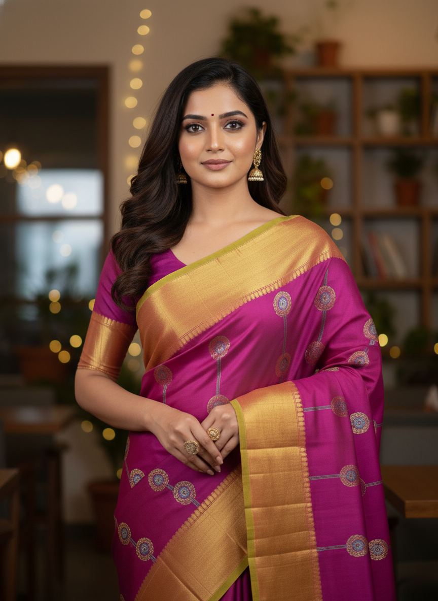 Purple  Pure Kancheepuram Silk Saree |AS-0076