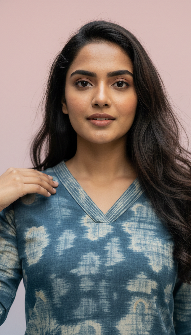 Blue Vatican Silk Printed Co-Ord Set For Women|K2_2