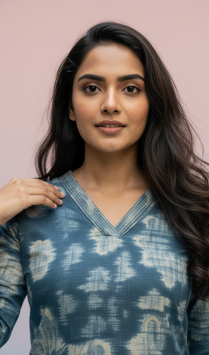 Blue Vatican Silk Printed Co-Ord Set For Women|K2_2