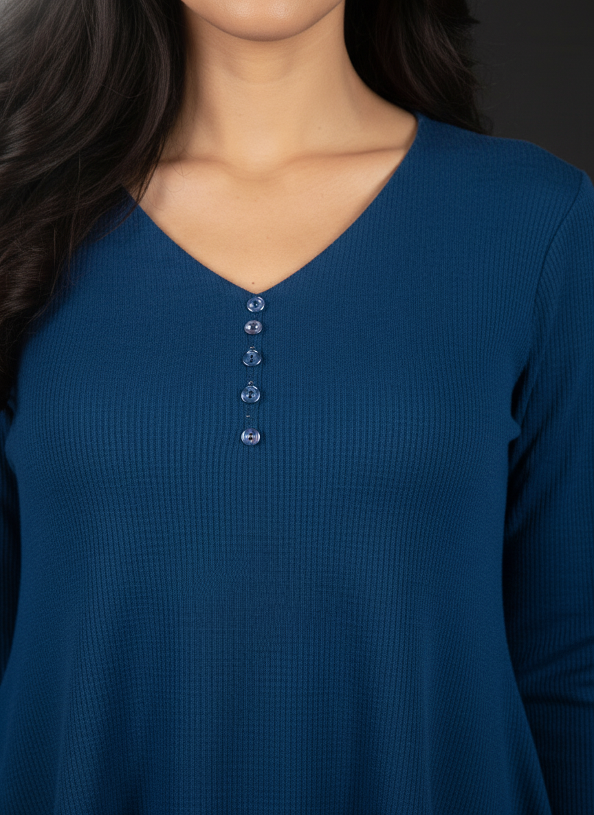 Blue New Summer Cotton Regular Fit Top for Girl's|AS-00161