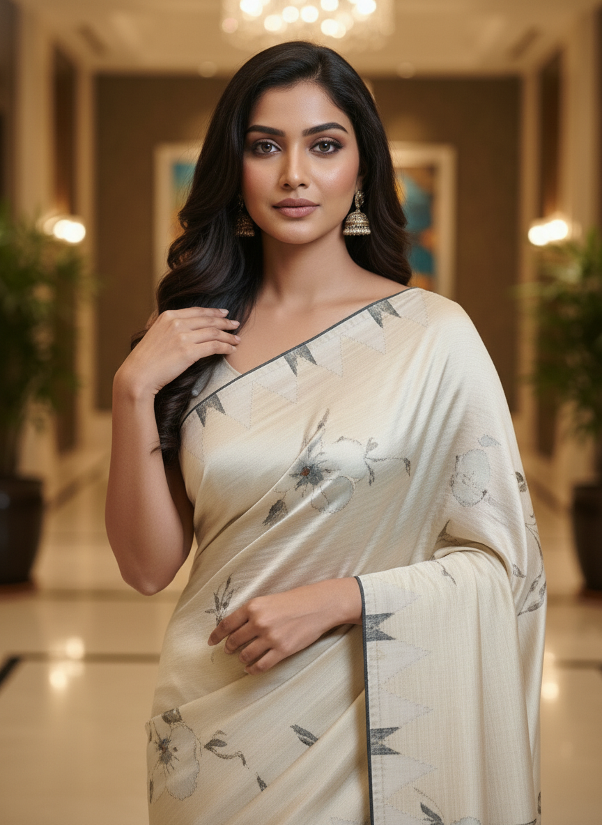 Light Blue Multicolor Saree with Pattern Print | AS-00116