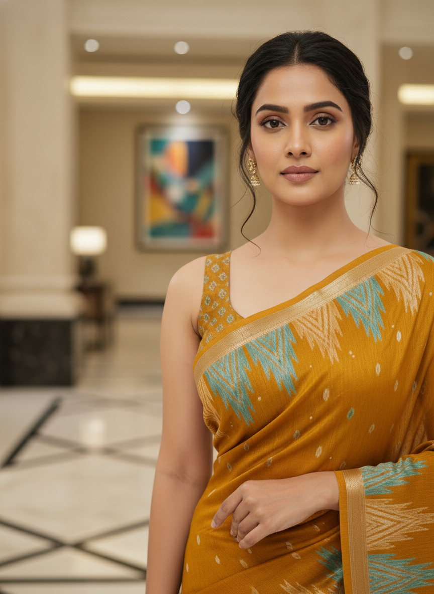 Pink Multicolor Saree with Pattern Print | AS-00114