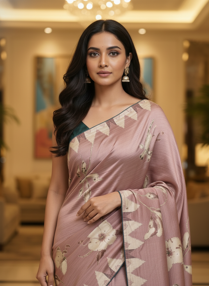 Light Blue Multicolor Saree with Pattern Print | AS-00116