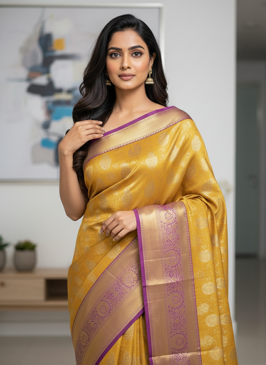Green Kanchipuram Silk Saree With Butta Design| AS-00144